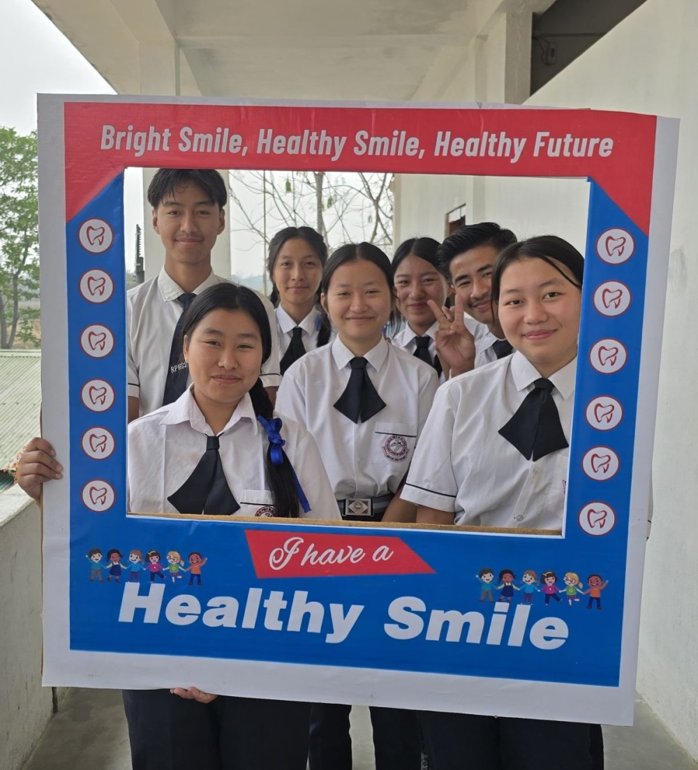 Students during the observance of World Oral Health Month under Community Health Center, Dhansiripar.